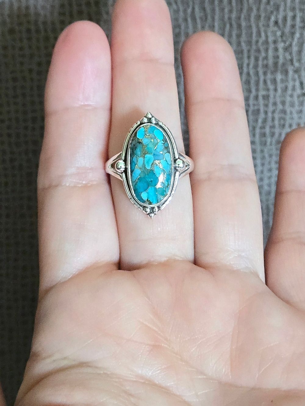 Shivam Oval Shaped Blue💙 Copper Turquoise Statement Ring💍 - NWT - Picture 14 of 16